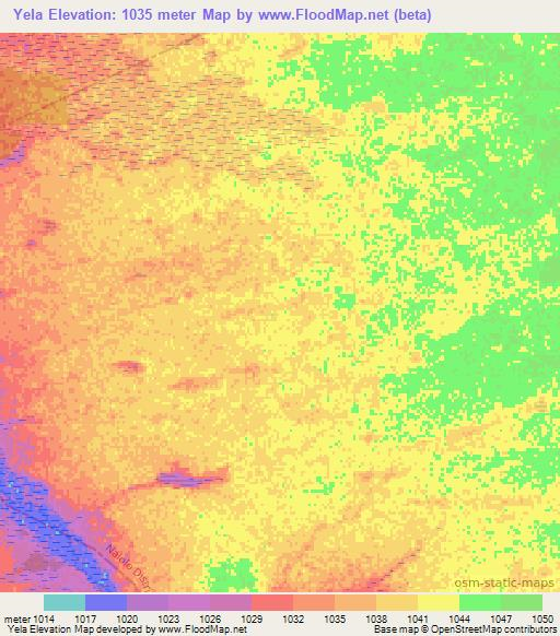 Yela,Zambia Elevation Map