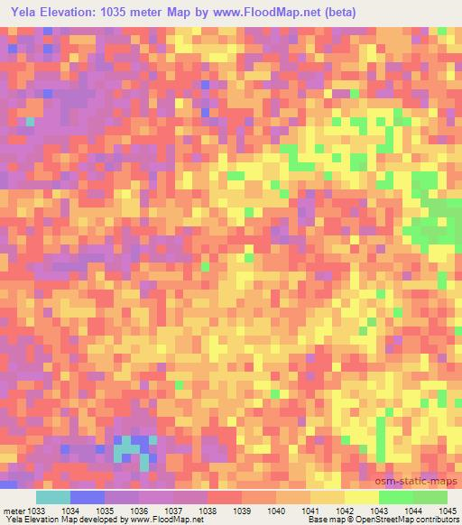 Yela,Zambia Elevation Map