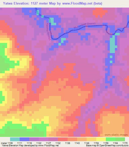 Yatwa,Zambia Elevation Map