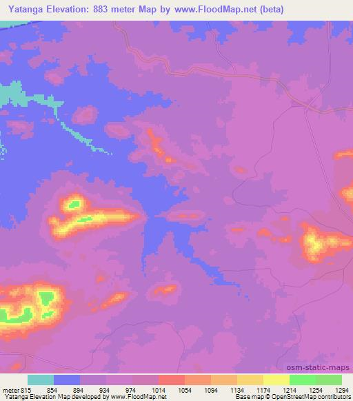 Yatanga,Zambia Elevation Map