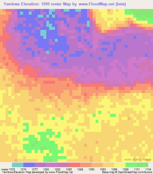 Yambwa,Zambia Elevation Map