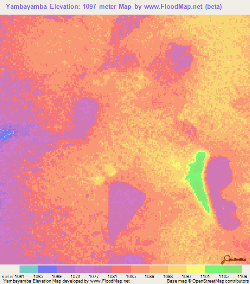 Yambayamba,Zambia Elevation Map