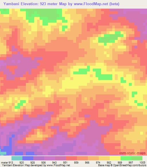 Yambani,Zambia Elevation Map