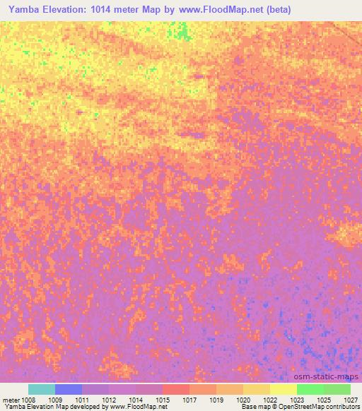 Yamba,Zambia Elevation Map