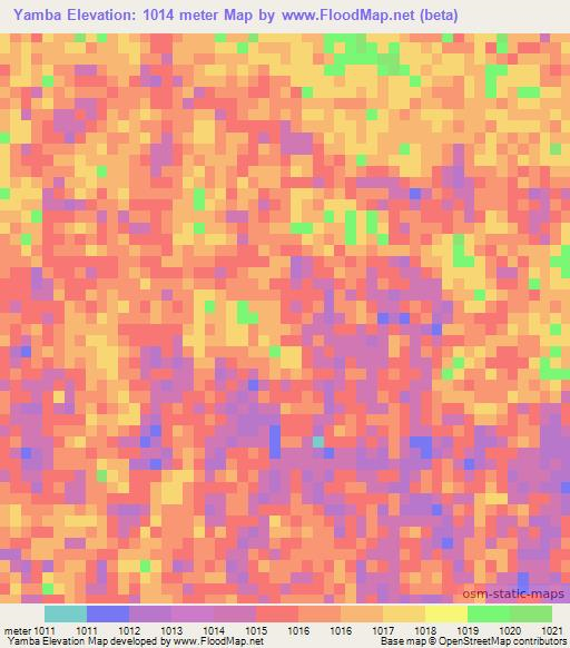 Yamba,Zambia Elevation Map