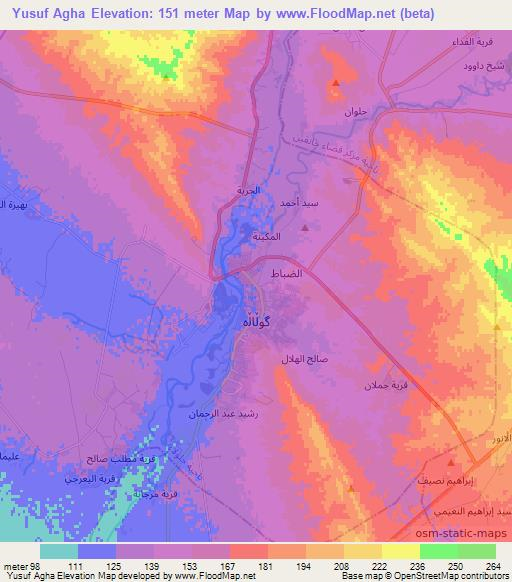 Yusuf Agha,Iraq Elevation Map