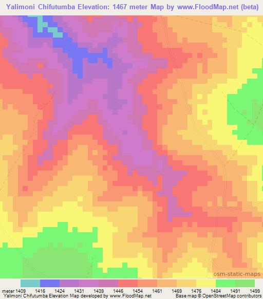 Yalimoni Chifutumba,Zambia Elevation Map