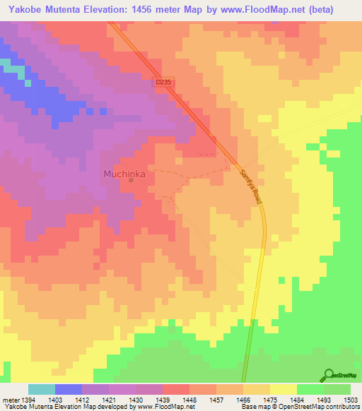 Yakobe Mutenta,Zambia Elevation Map