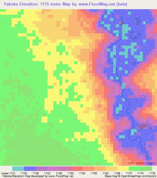 Yaboka,Zambia Elevation Map