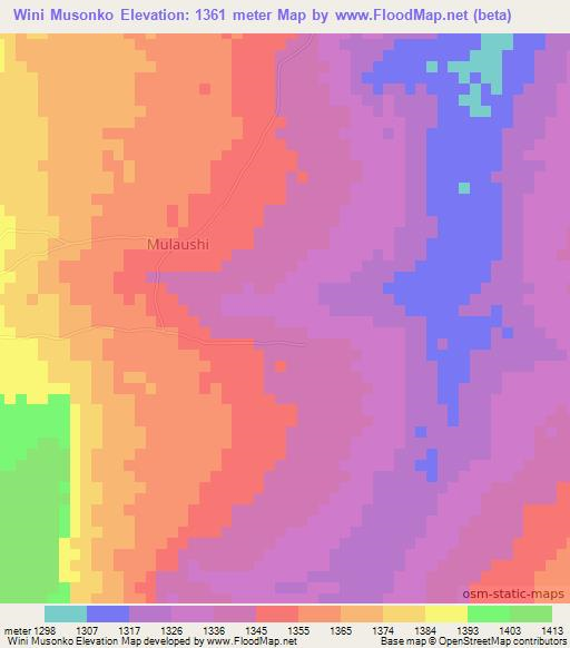 Wini Musonko,Zambia Elevation Map