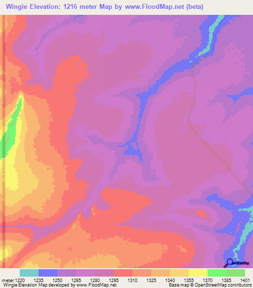 Wingie,Zambia Elevation Map