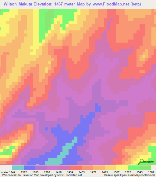 Wilson Makuta,Zambia Elevation Map