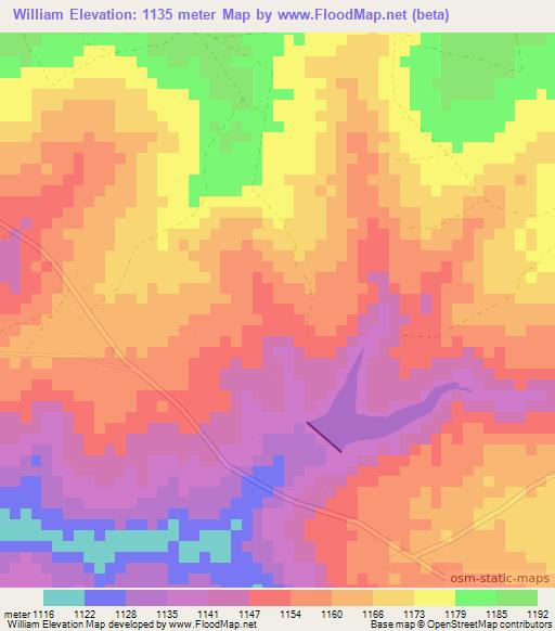 William,Zambia Elevation Map