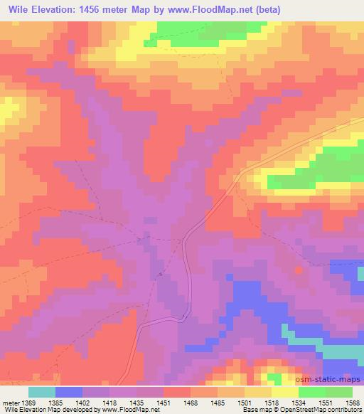 Wile,Zambia Elevation Map