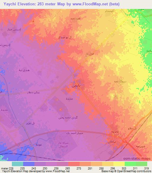 Yaychi,Iraq Elevation Map