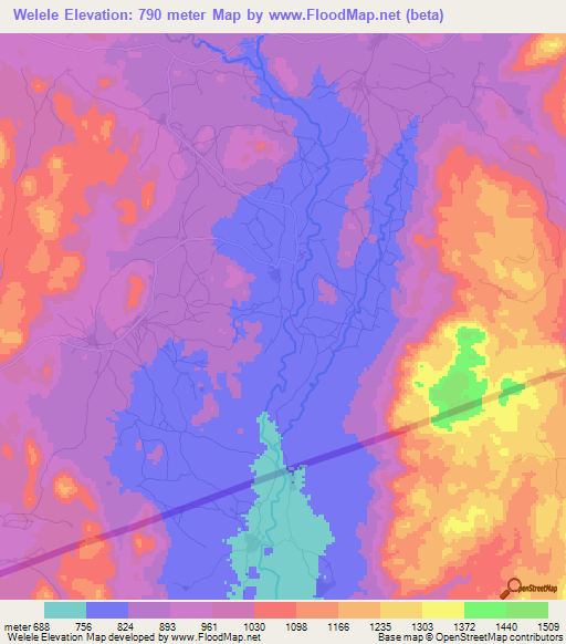 Welele,Zambia Elevation Map