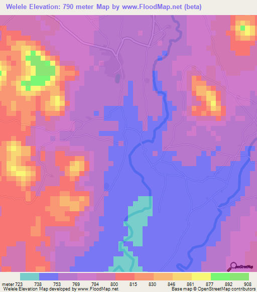 Welele,Zambia Elevation Map