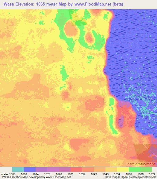 Wasa,Zambia Elevation Map