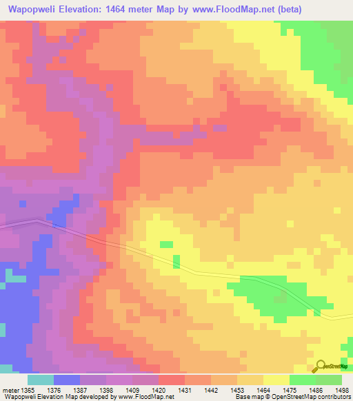 Wapopweli,Zambia Elevation Map