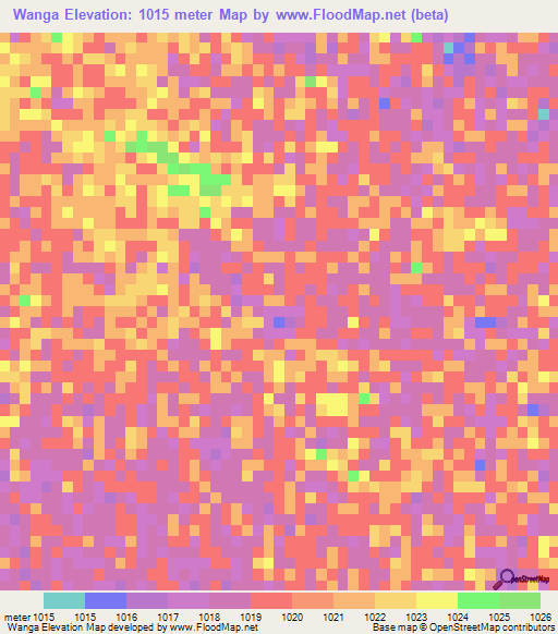 Wanga,Zambia Elevation Map