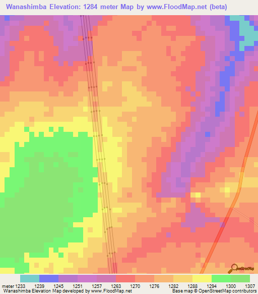 Wanashimba,Zambia Elevation Map