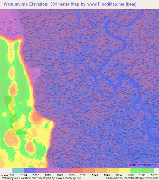 Wamunyima,Zambia Elevation Map