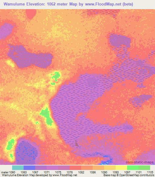 Wamulume,Zambia Elevation Map