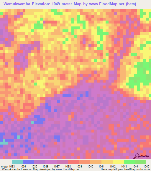 Wamukwamba,Zambia Elevation Map