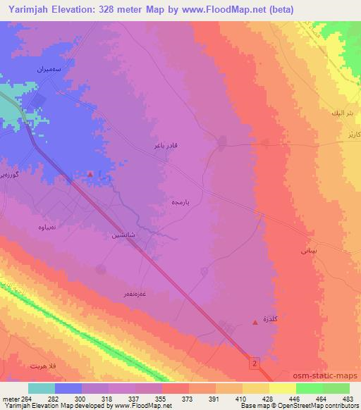 Yarimjah,Iraq Elevation Map