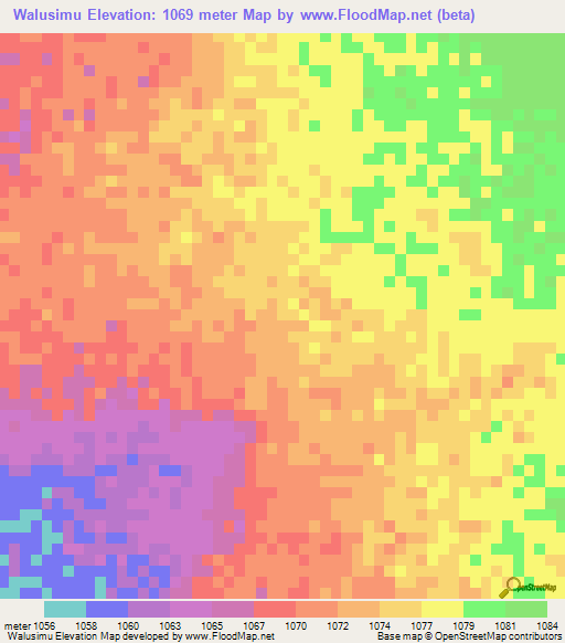 Walusimu,Zambia Elevation Map