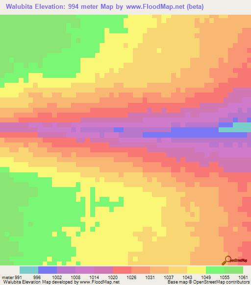 Walubita,Zambia Elevation Map