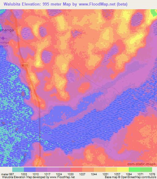 Walubita,Zambia Elevation Map