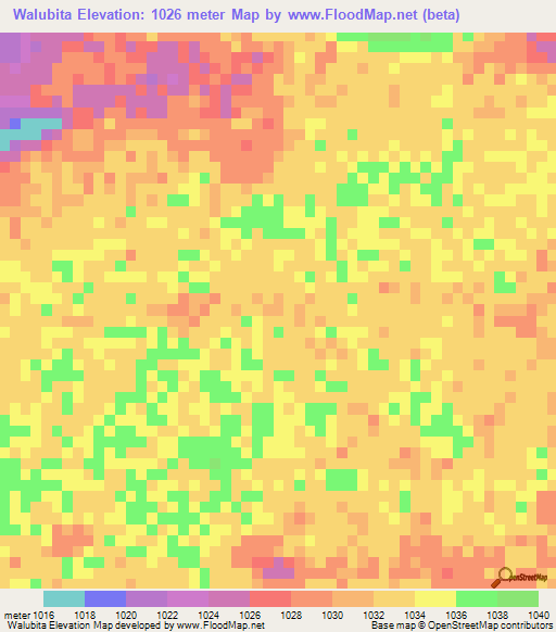 Walubita,Zambia Elevation Map