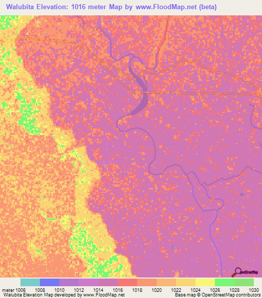 Walubita,Zambia Elevation Map