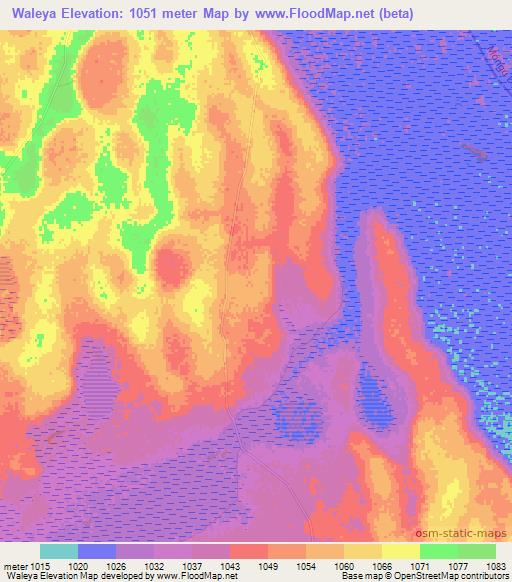 Waleya,Zambia Elevation Map