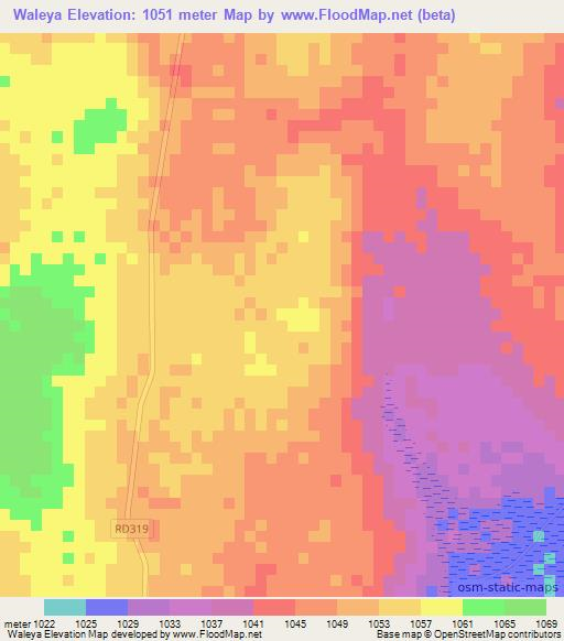 Waleya,Zambia Elevation Map