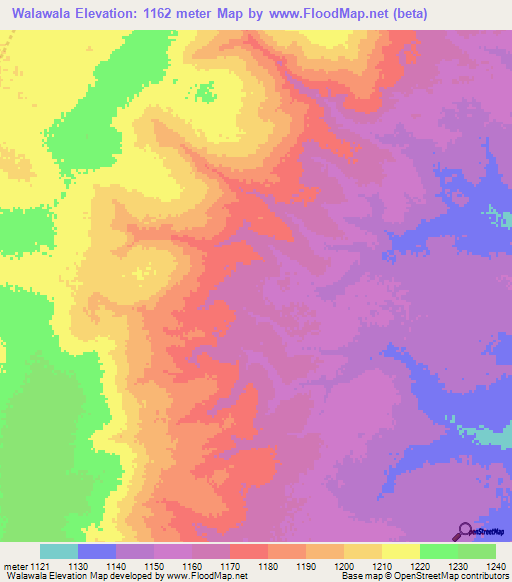 Walawala,Zambia Elevation Map