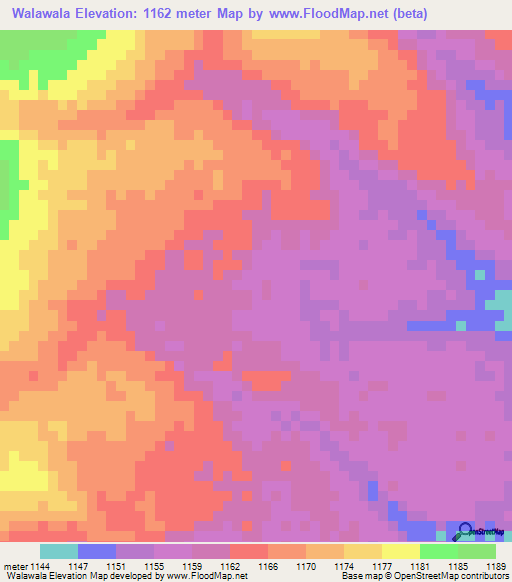 Walawala,Zambia Elevation Map