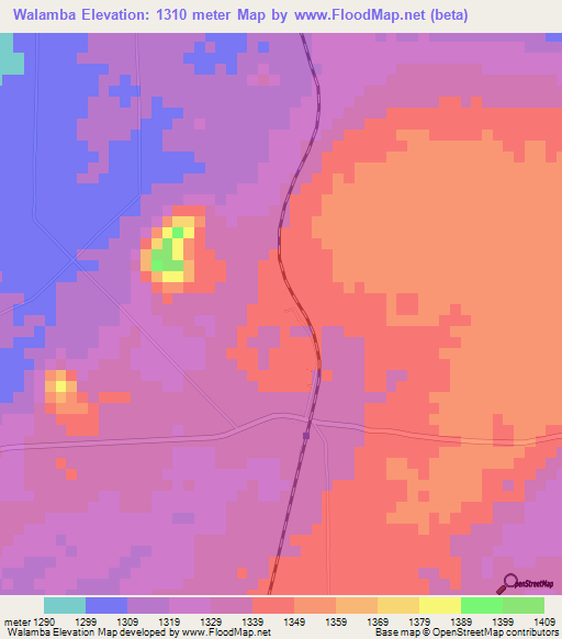 Walamba,Zambia Elevation Map