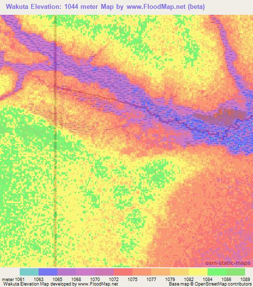 Wakuta,Zambia Elevation Map