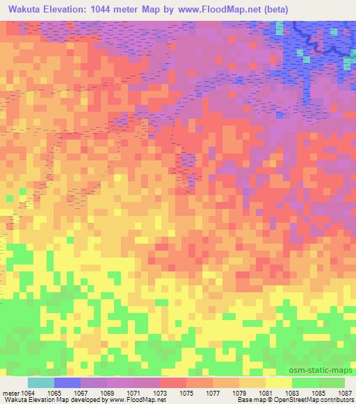 Wakuta,Zambia Elevation Map