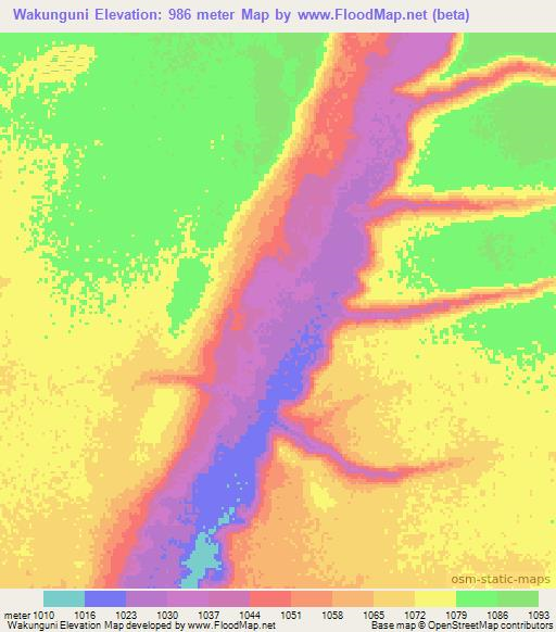 Wakunguni,Zambia Elevation Map