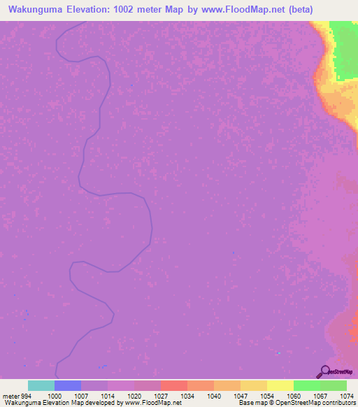 Wakunguma,Zambia Elevation Map