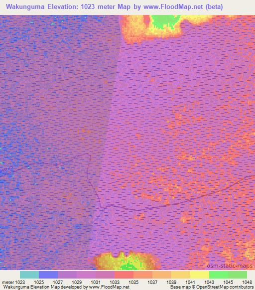 Wakunguma,Zambia Elevation Map