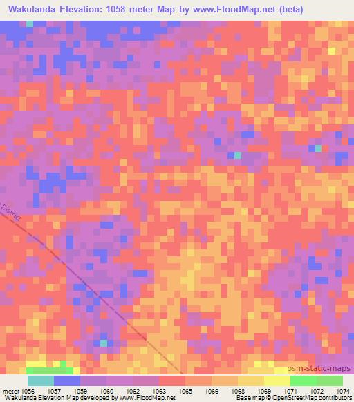 Wakulanda,Zambia Elevation Map