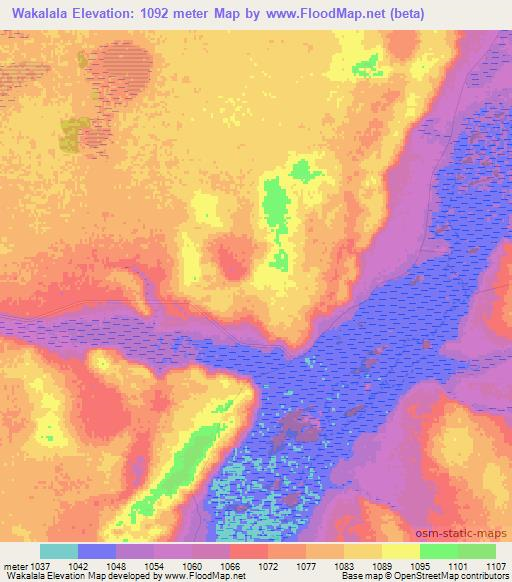 Wakalala,Zambia Elevation Map