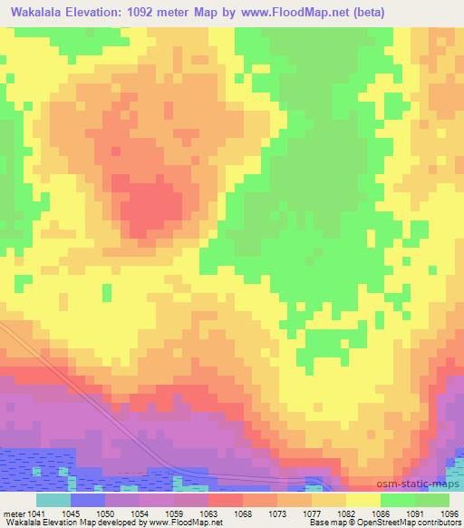 Wakalala,Zambia Elevation Map