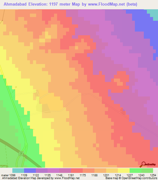 Ahmadabad,Iran Elevation Map