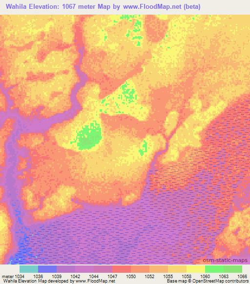 Wahila,Zambia Elevation Map