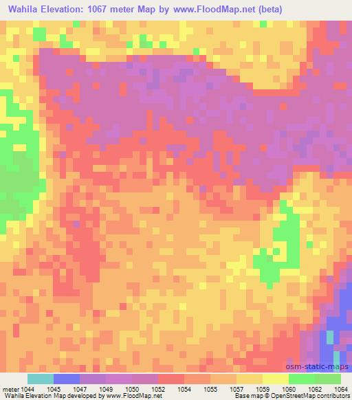 Wahila,Zambia Elevation Map